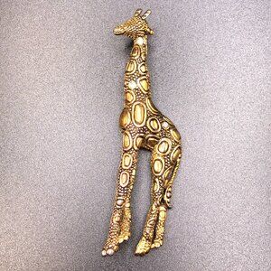 VIntage Giraffe Gold Tone Metal Rhinestone Brooch Pin